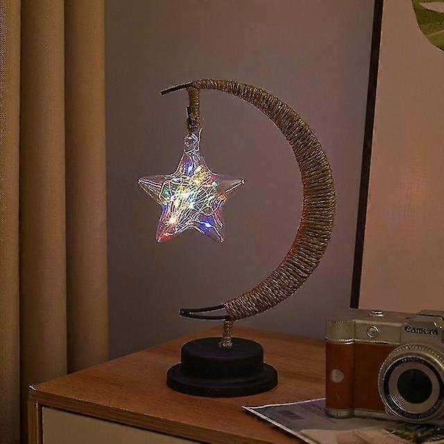 Eid Mubarak Moon Star Rattan Night Light Table Ornaments