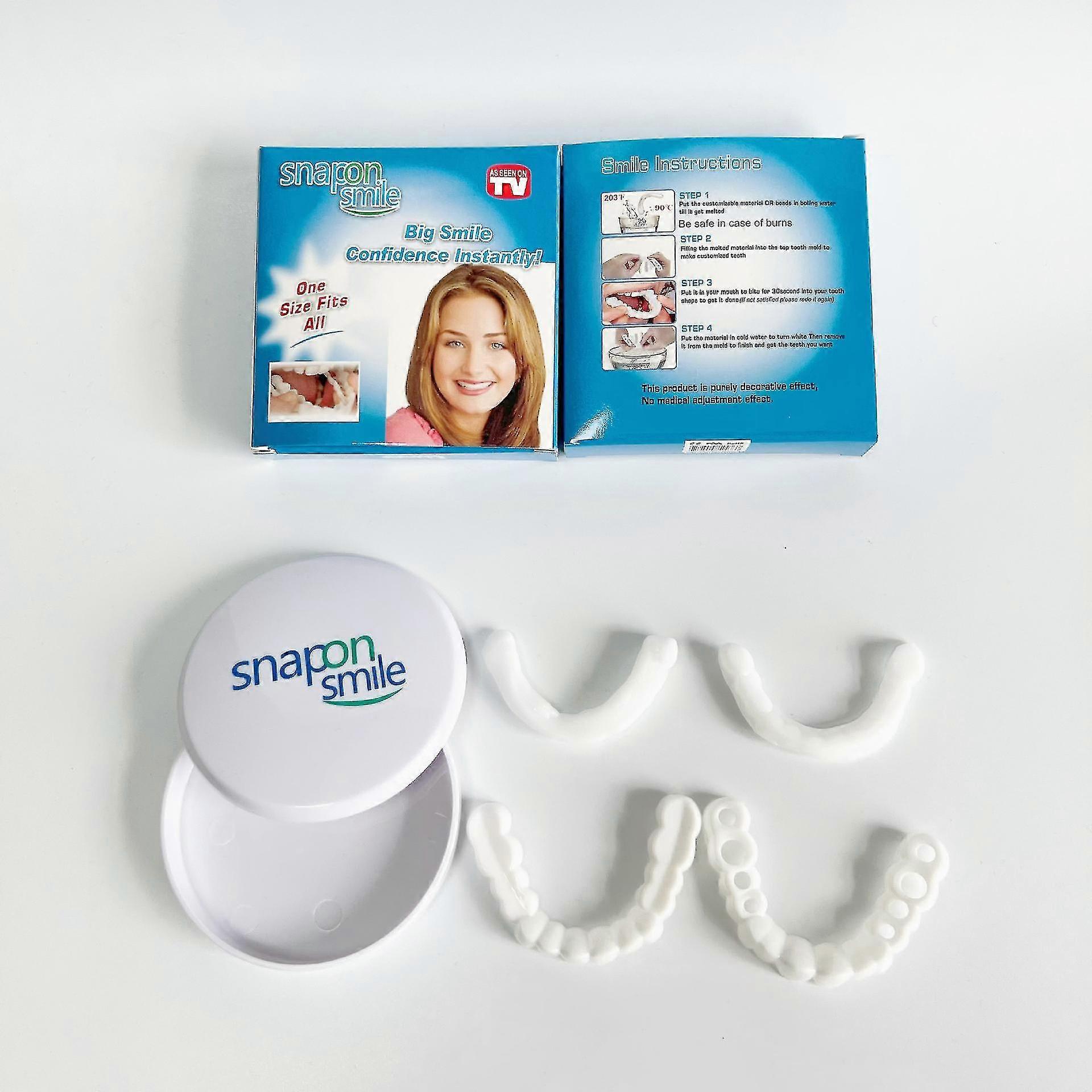 4 Pcs Snap On Smile Teeth Veneers Whitening Cosmetic Denture, Tooth Cover Set (hs)
