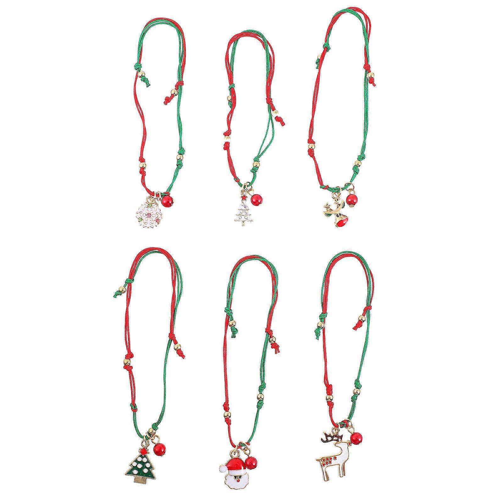 6 Pcs Christmas Theme Bracelet Lovely Alloy Jewelry Decor Women Xmas Wrist Chain