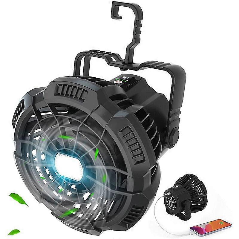 Portable Camping Fan with Wireless Remote Control and Light, USB Rechargeable for Tents, Picnics and Outdoor Barbecues