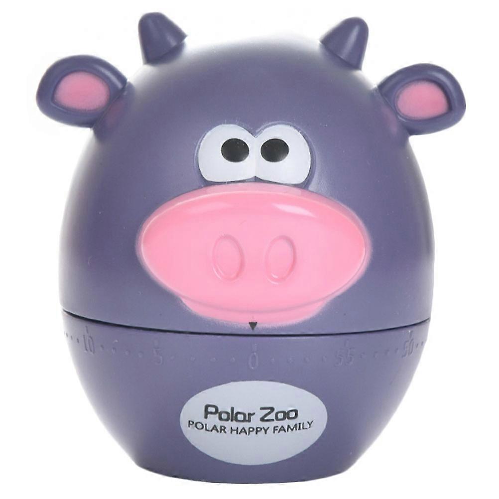1Pc Cartoon Cattle Timer Home Mechanical Timer Kitchen Time Reminder (Purple)