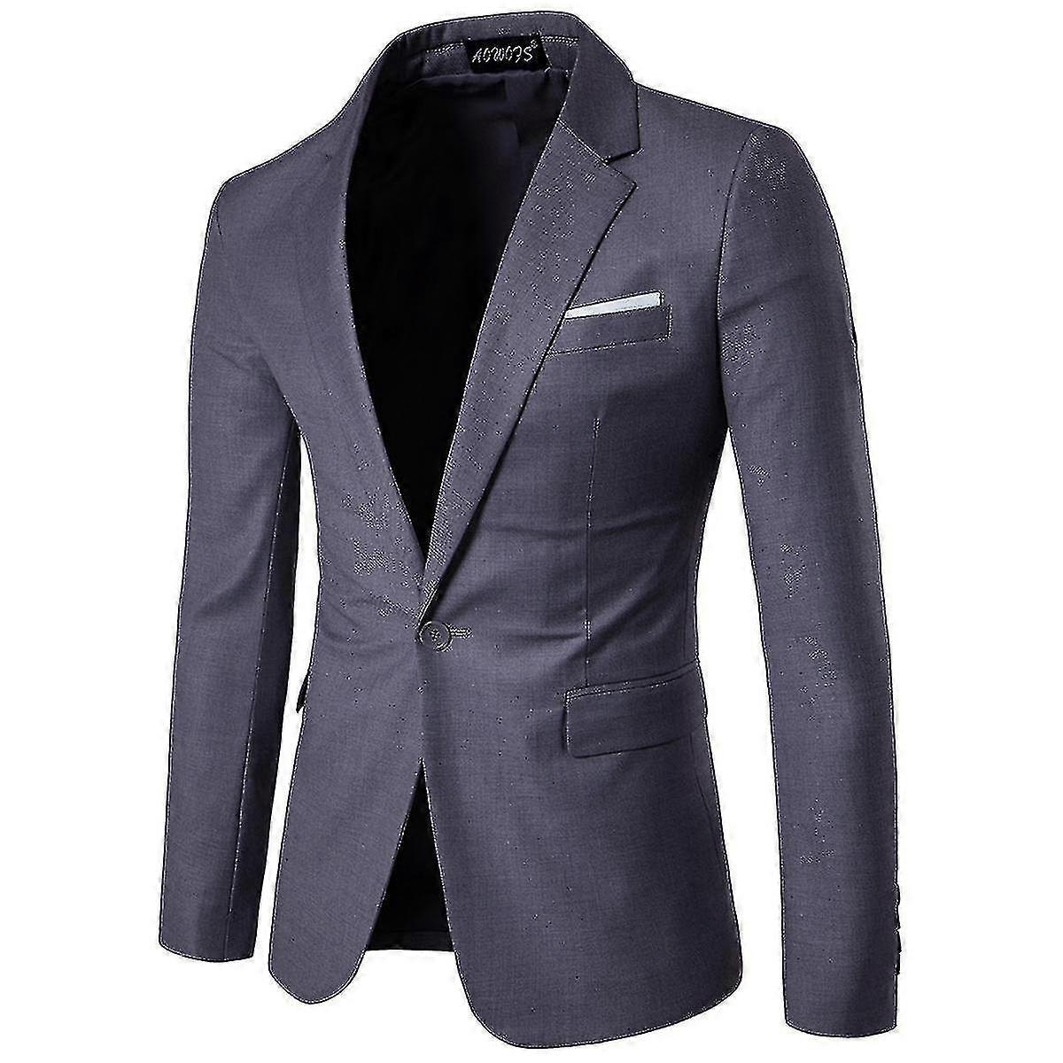 Men's Single-Breasted Solid Color Slim Blazer