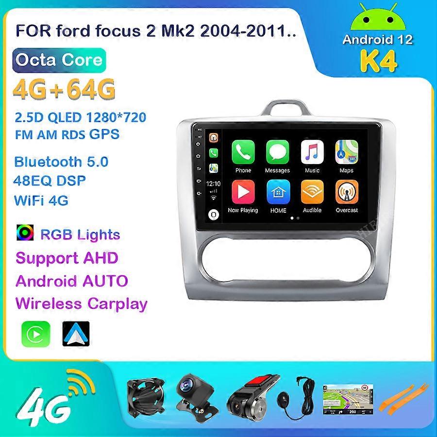 9 inch Android 12 Car Radio For ford focus EXI MT 2 3 Mk2 2004 2005 2006 2007 2008 2009-2011 2Din GPS Multimedia Player