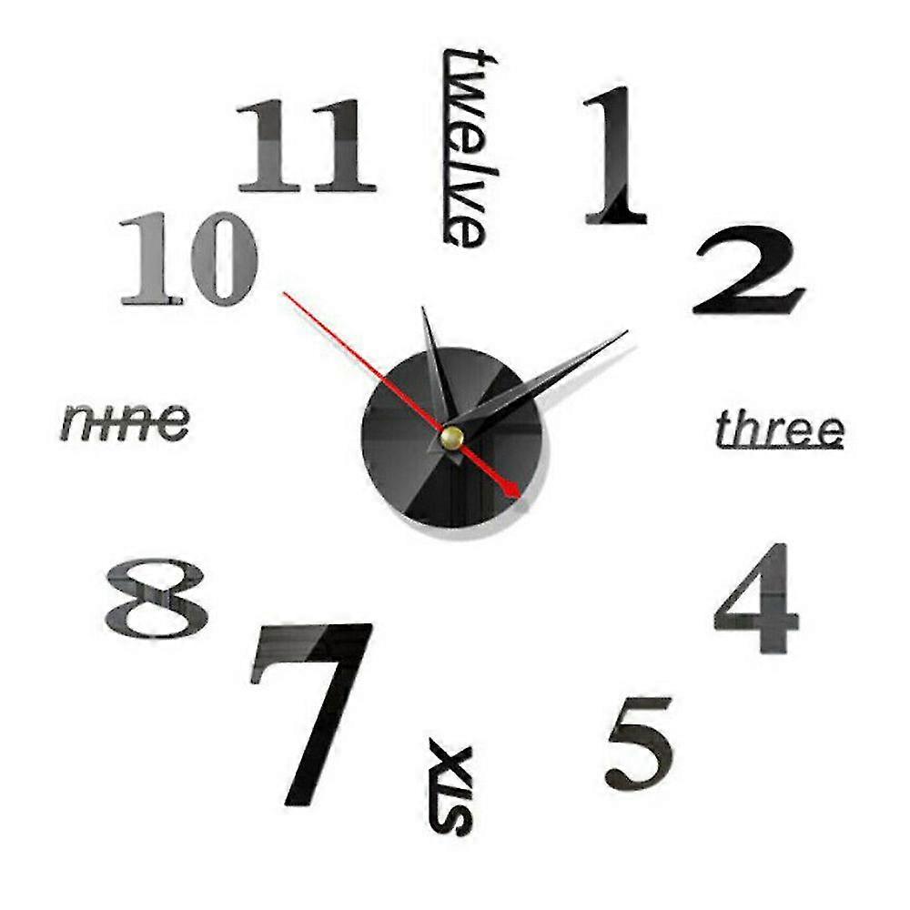 Number 3d Diy Luxury Wall Clock Mirror Sticker Decors
