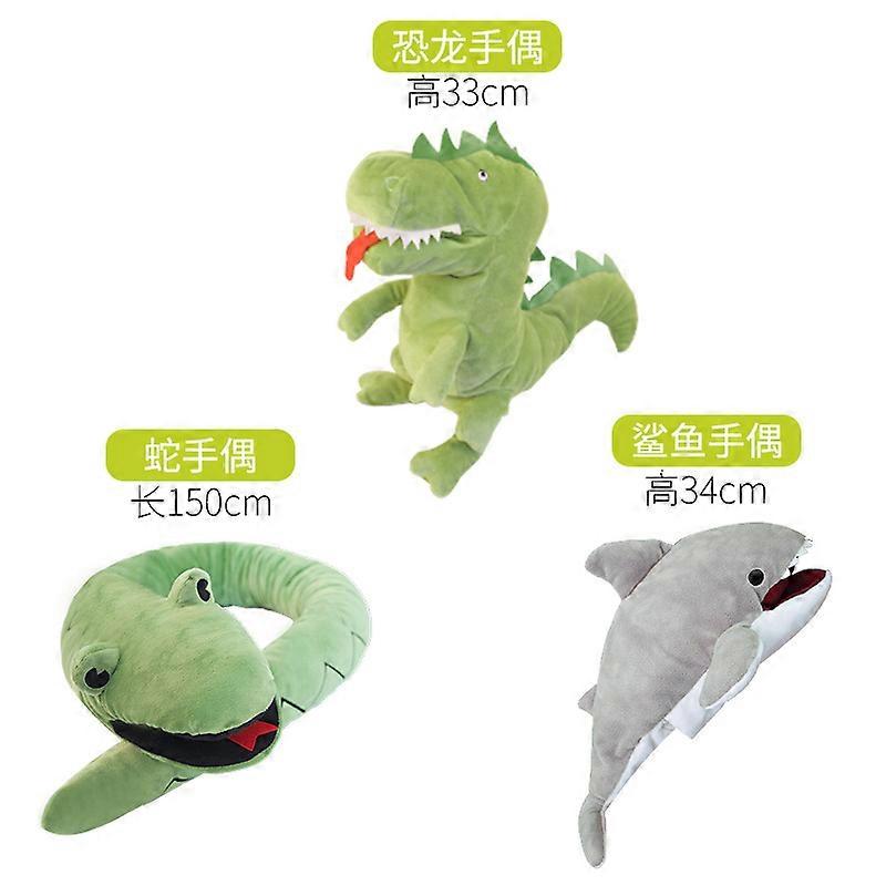 Hand Puppet Plush Doll Cute Animal Shark Toy Long Snake Dinosaur Mouth Can move Hands Puppets Suitable for tell story