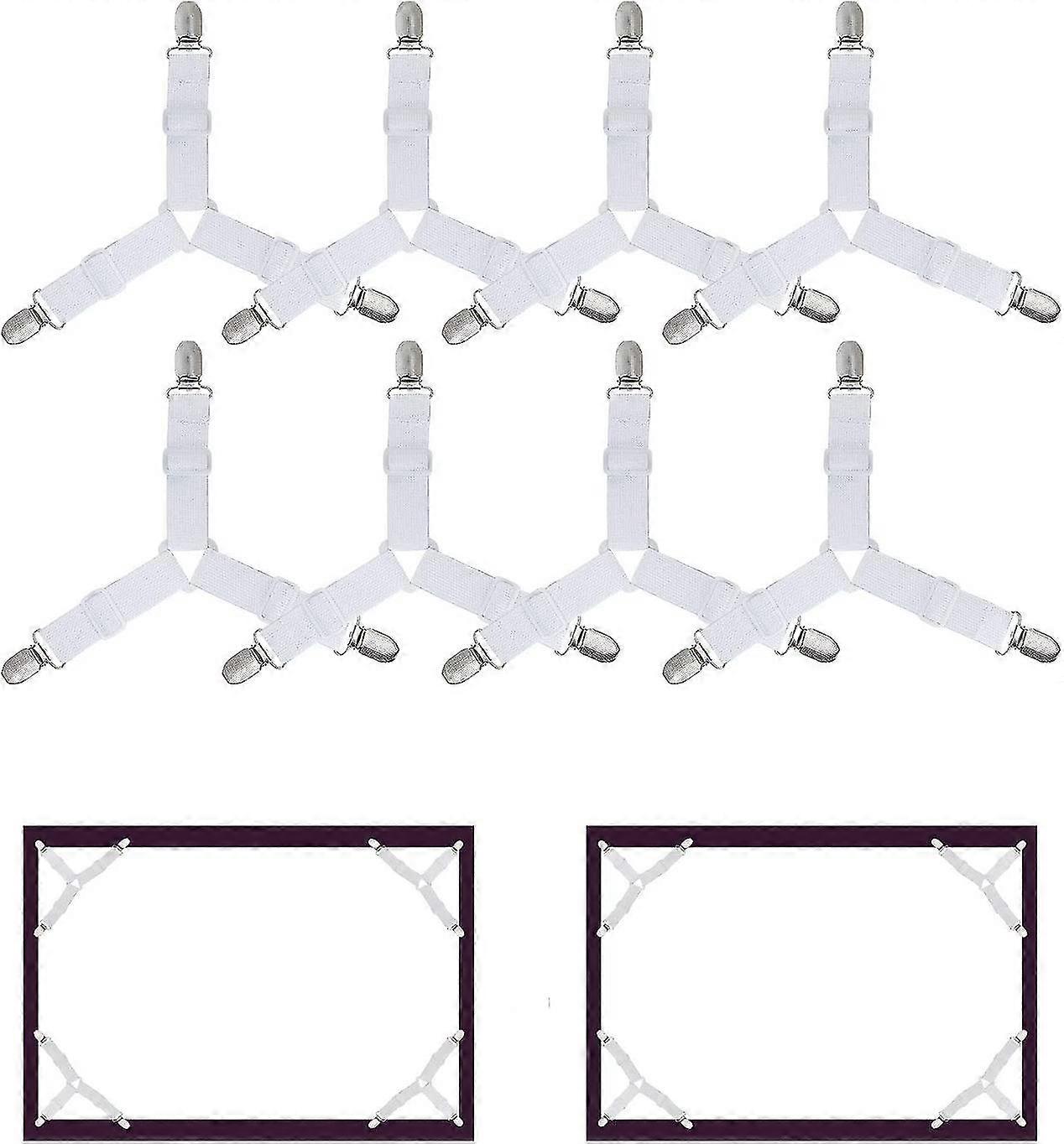 8 Pieces Bed Sheet Clips, Adjustable Elastic Triangle Support Straps For Fitted Sheet And Flat Sheet Bed Sheets, Mattress, Sofa Cushion, Tablecloths