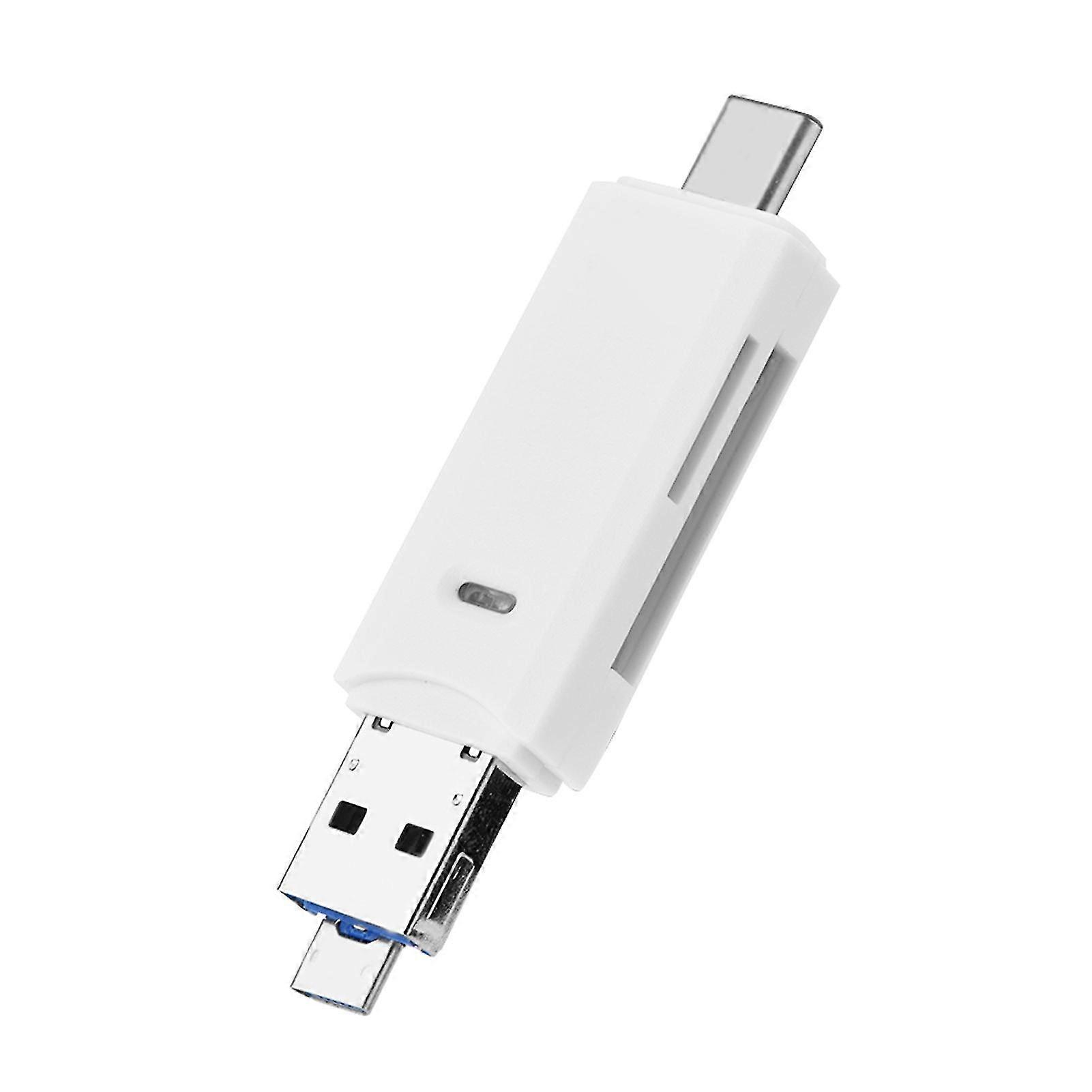 Type C Micro USB OTG Memory Card Reader - 3 in 1 USB Port, White