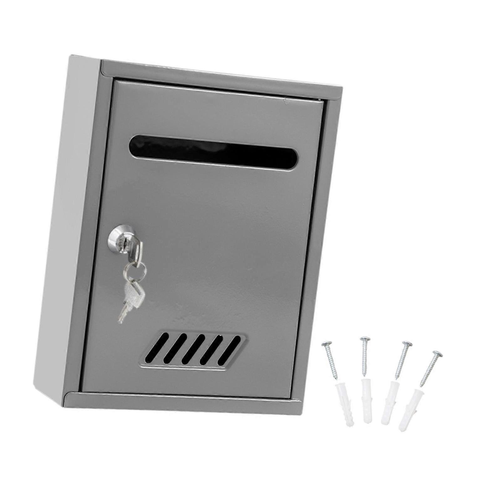 Wall Mount Mailbox Large Locking Mail Box for Home Decoration House External Gray
