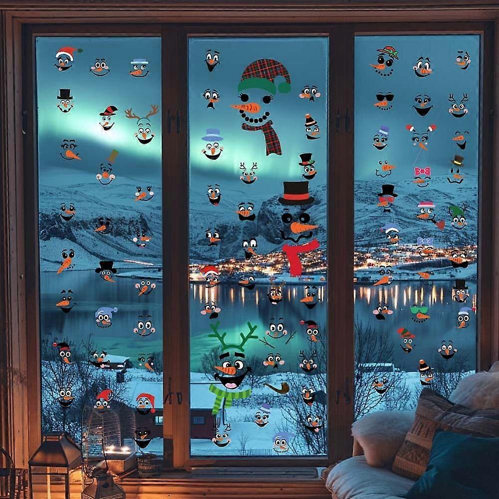 PVC Window Static Stickers Rectangle for Window Decoration Snowman 200x300mm 9pcs/set