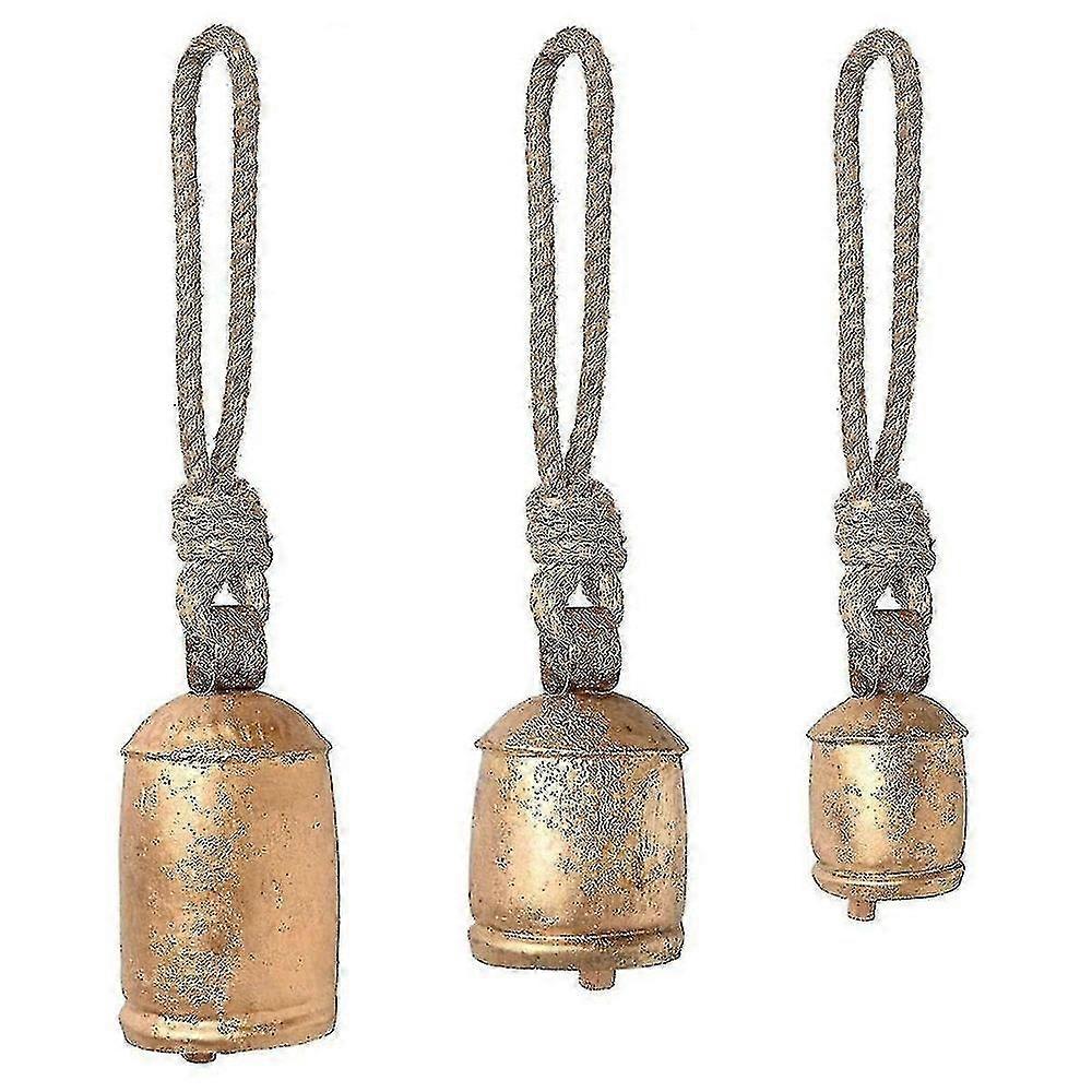 Cast Iron Hanging Cow Bells Set Of 3 Hanging Harmony Bells Garden Rustic Relaxing Tranquil Wind Chimes