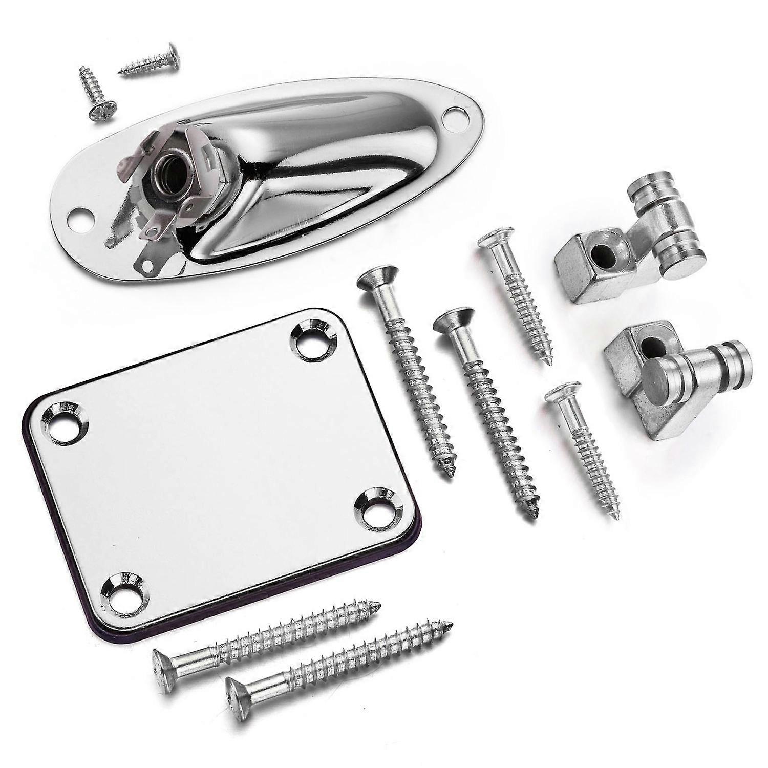 Guitar String Tree Retainer Set Guitar Loaded Socket Plate with Screws for Replacement Silver