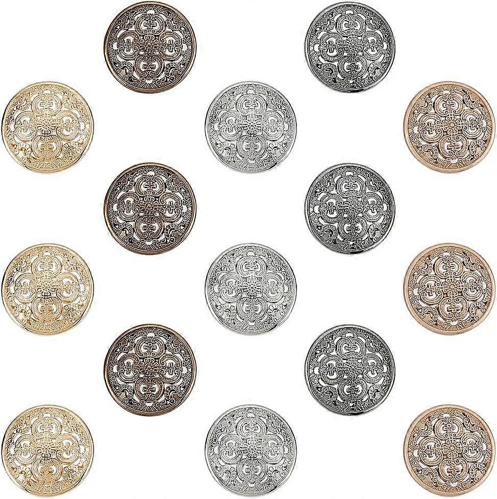 Metal Button Round Metal Hollow Out Button Coat Buttons Flat Buttons Jacket Button Trousers Buttons Sewing Buttons Metal Blazer Button Set for Blazer