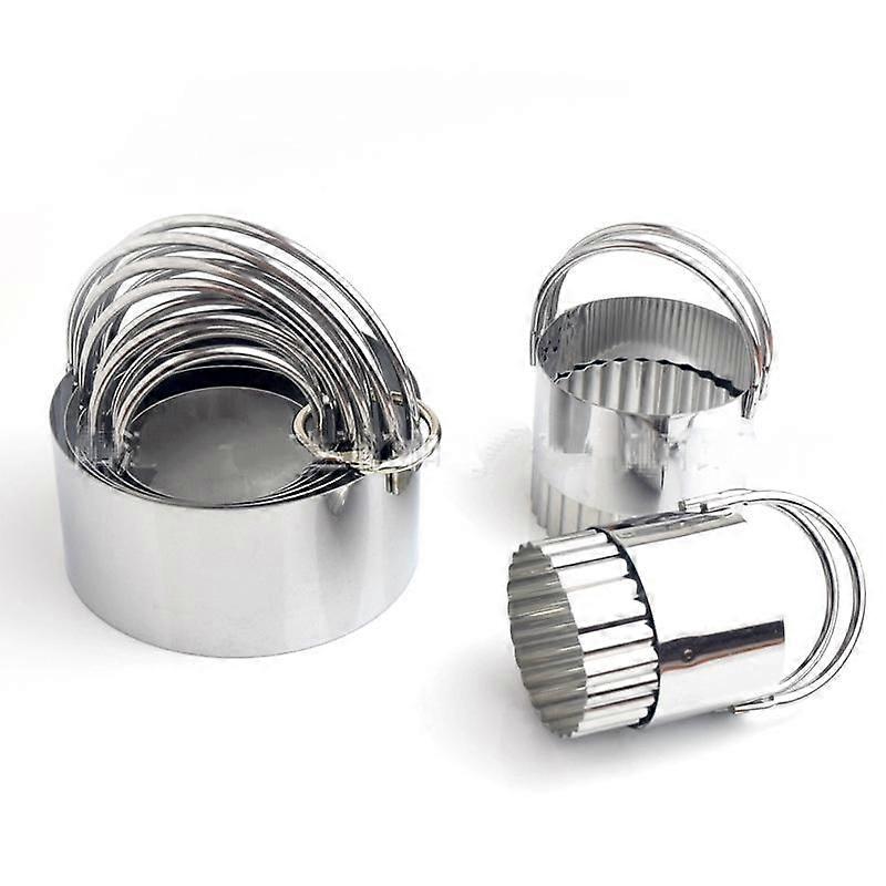 Biscuit Cutter Set , Stainless Steel Round Biscuit Cutters with Handle, Wave Cookies Cutter with Fluted Edge, Professional Baking Dough Tools