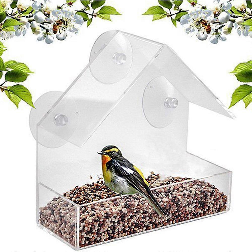 Acrylic Window Bird Feeder, Durable, Clear Viewing, Strong Suction Cups