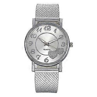 Women Fash Mesh Belt Watchsilver