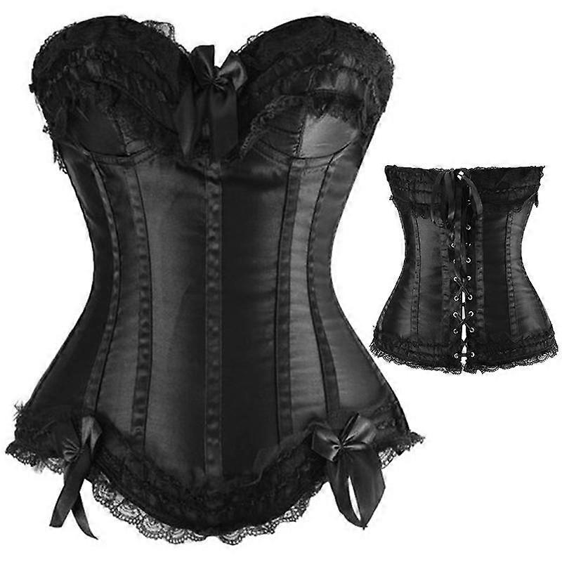 Women's Brocade Overbust Steampunk Corset Waist Trainer Bustier Top with G-string Basque Costumes