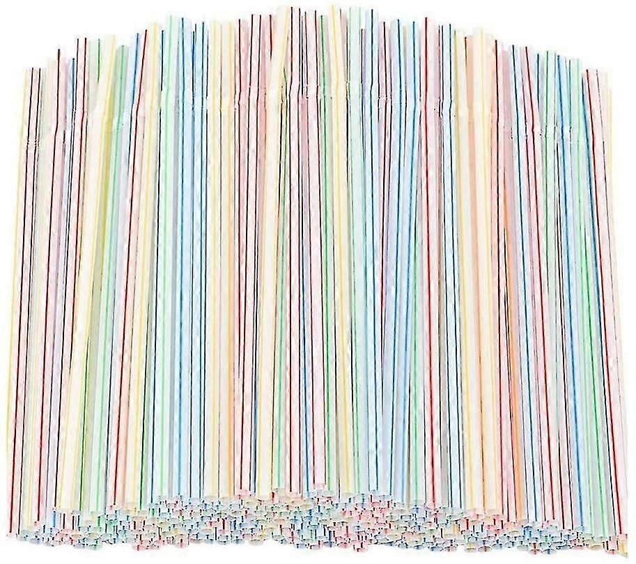 Flexible Plastic Straws Striped Bendable Straws For Parties Bareverage 600 Pcs