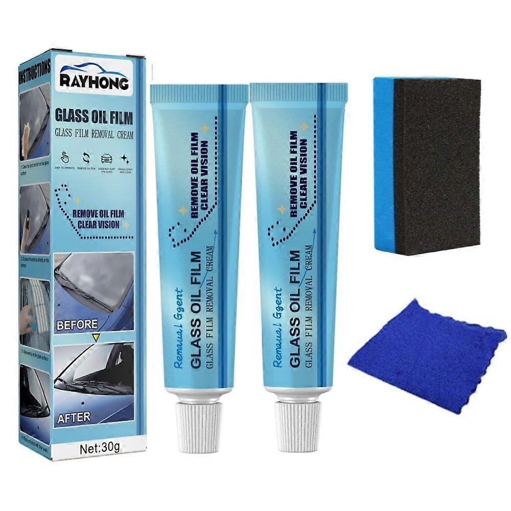 2pcs Autoglas Ölfilmreiniger Entfernung Creme Paste Windschutzscheibe Wasser Fleckenentferner