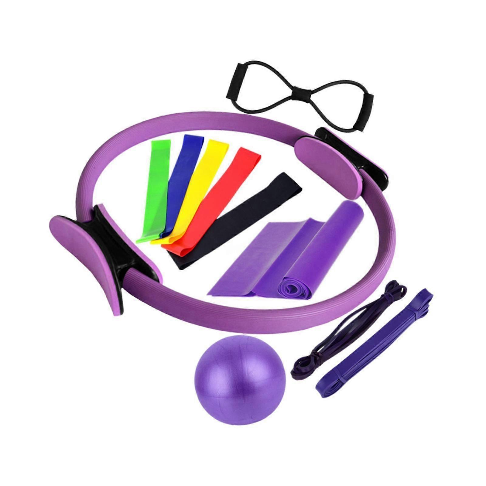 11 Adet Pilates Halka Çember ve Pilates Topu Seti Pilates Mor için Egzersiz Ekipmanları