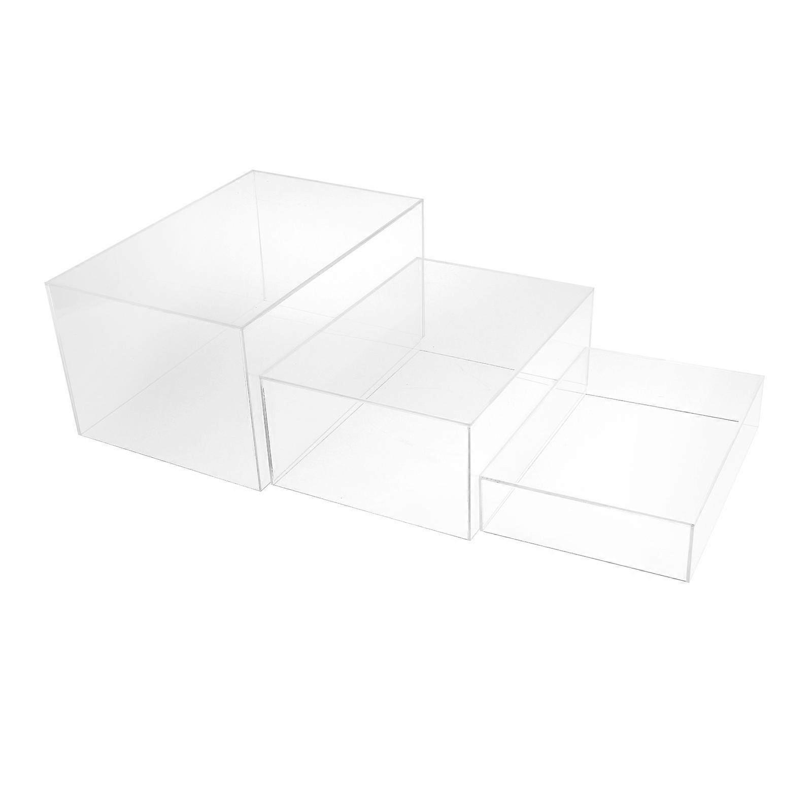 3x Buffet Risers Jewelry Display Risers Decorative Acrylic Cube Display Nesting