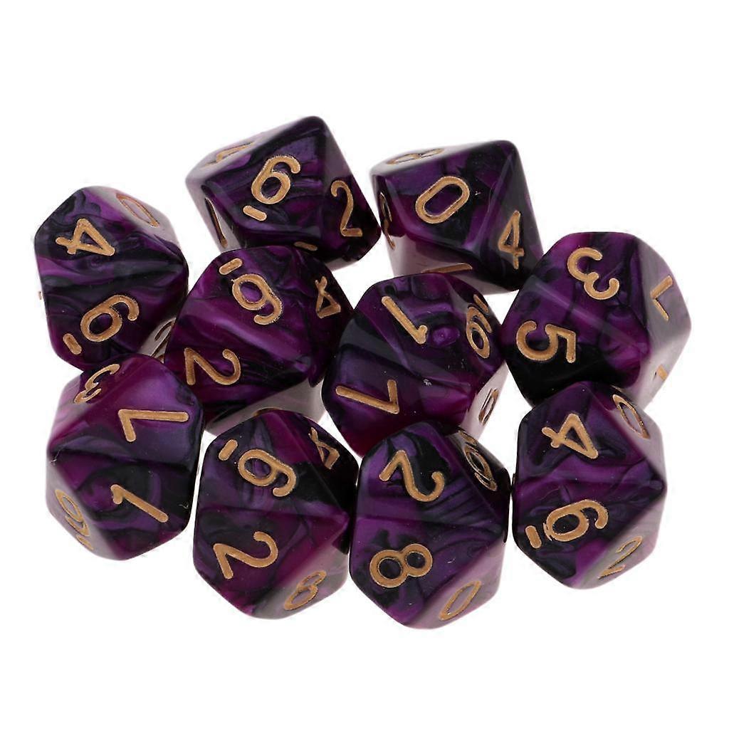 10x 10-sided Game Dice 16mm Dice For Board Games /Teaching Math Purple+Black