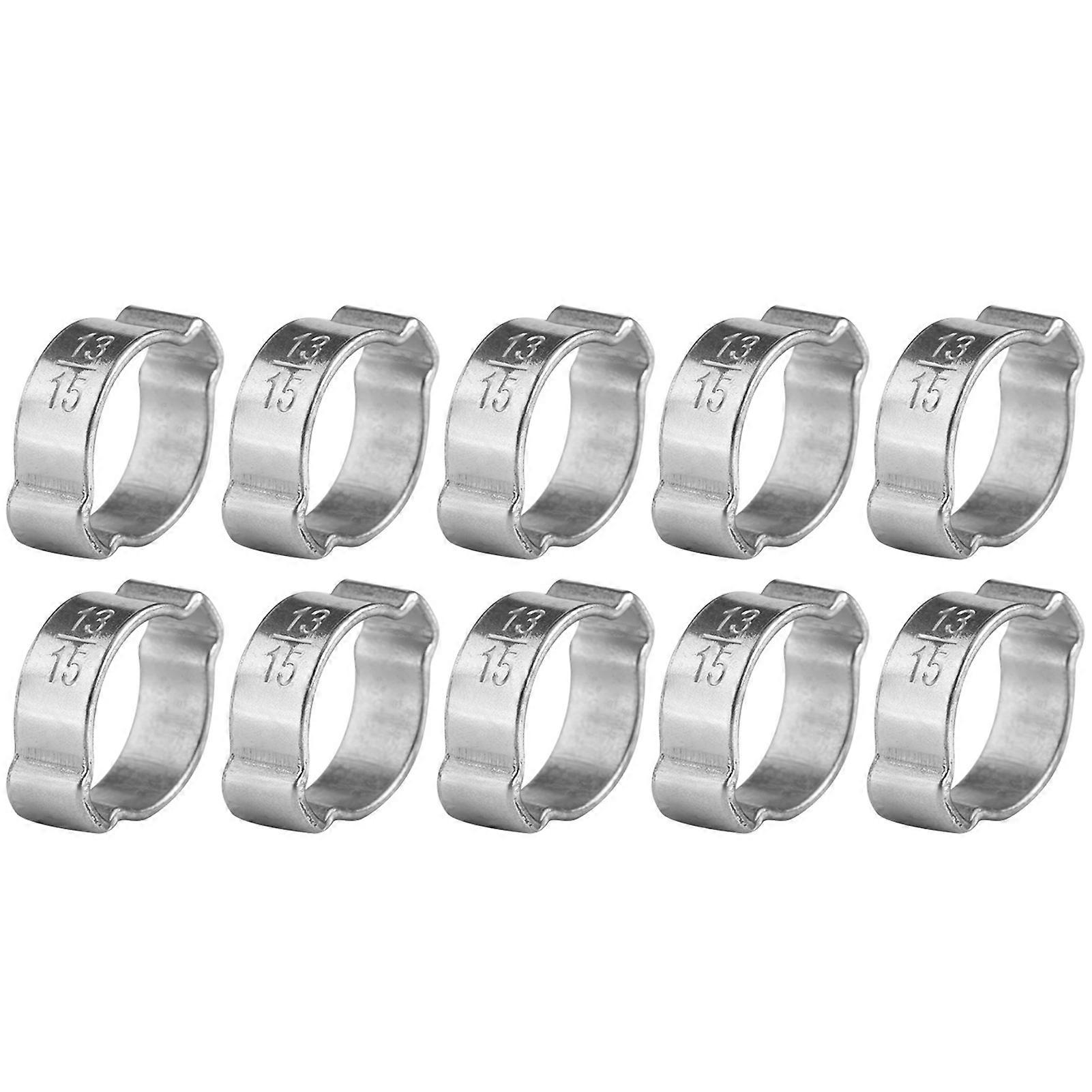 10pcs 5-23mm Zinc Plated Galvanized Iron Two Ear Hose Clamps for Fuel Line (13-15mm)