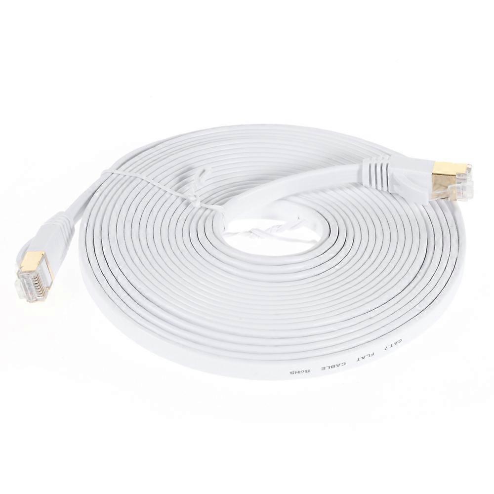 5m CAT-7 10 Gigabit RJ45 Ethernet Flat Network Cable Patch Cable-White