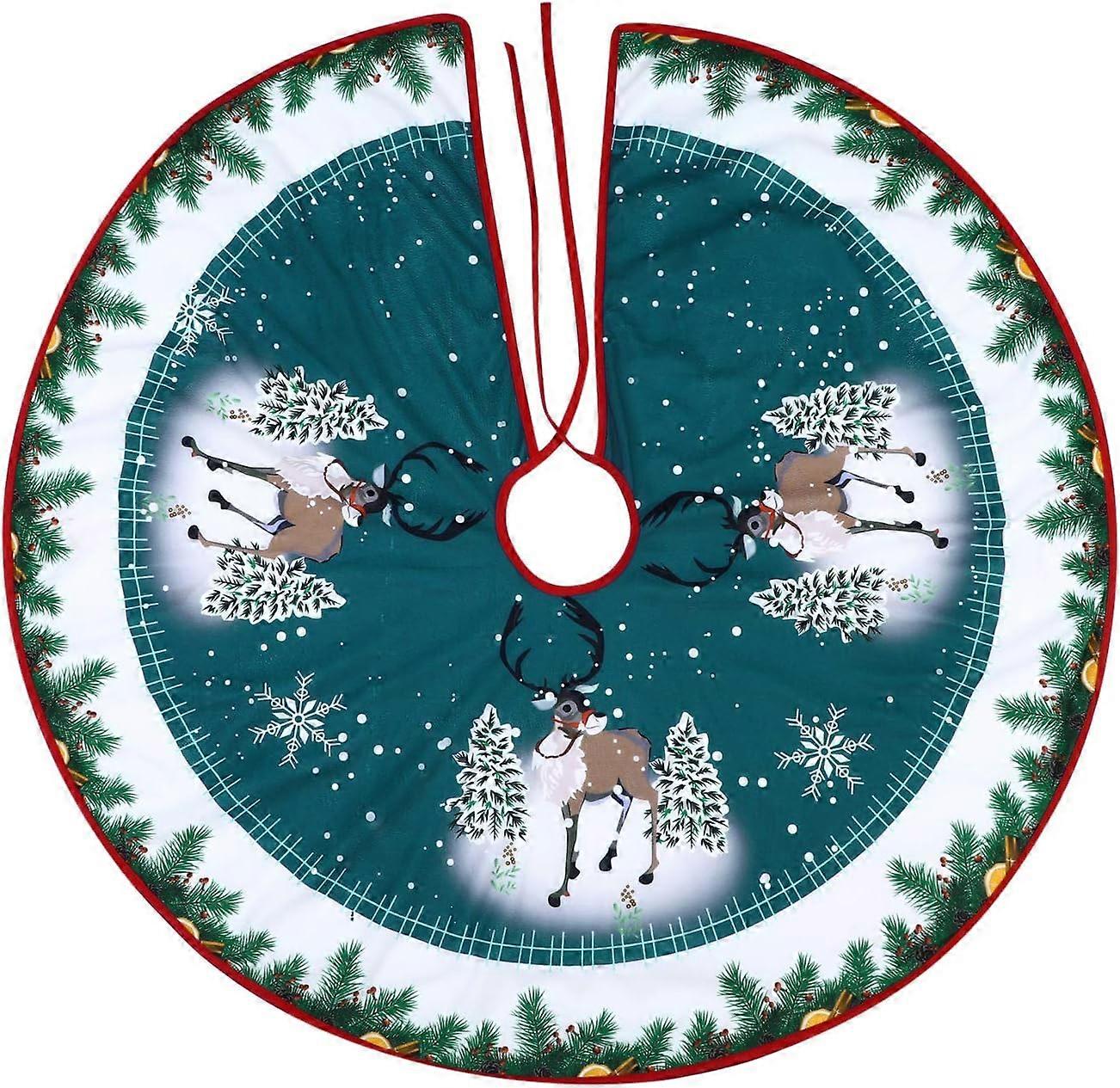 Christmas Tree Skirt For Home Decor, Rustic Farmhouse Style, 90cm Diameter, Non-Woven Fabric, Easy To Use With A Strap For Fixing And Suitable For