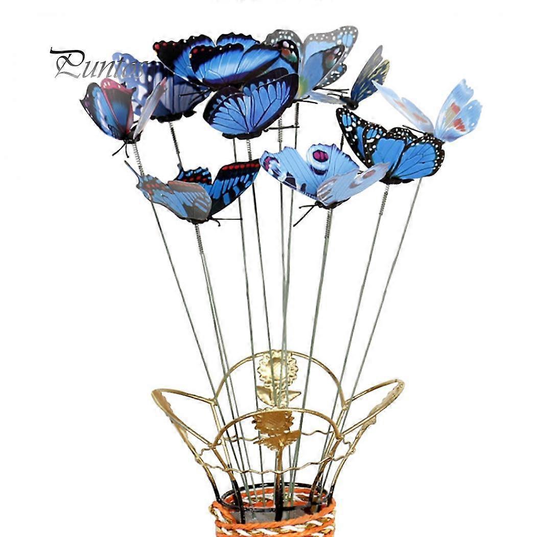 Home Kit 10Pcs/Set Simulation Butterfly Stick Outdoor Garden Flower Pot Decor Ornament