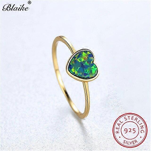 Blaike Curcubeu Verde Albastru Alb Foc Opal Inele Pentru Femei 925 Argint Sterling Inel Inimă Logodnă Verighete Bijuterii Fine