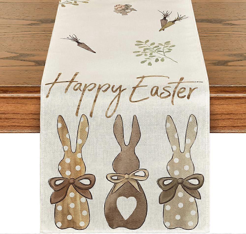 Carrots Rabbit Bunny Happy Easter Table Runner, 13 x 72 Inch