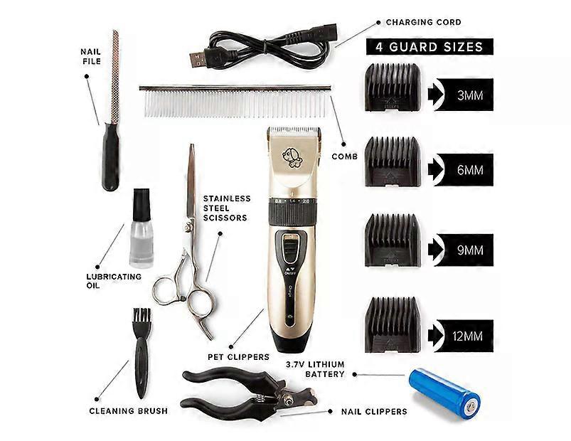 GEM 12 Piece Professional Pet Grooming Cordless Clipper Set