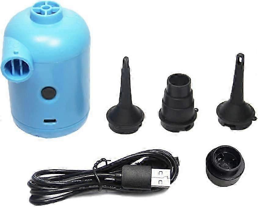 Elektrische Luftpumpe, 2 in 1 blauer tragbarer USB-Inflator / Deflator Multifunktions-Elektro-Inflatorpumpe Elektrischer Inflator