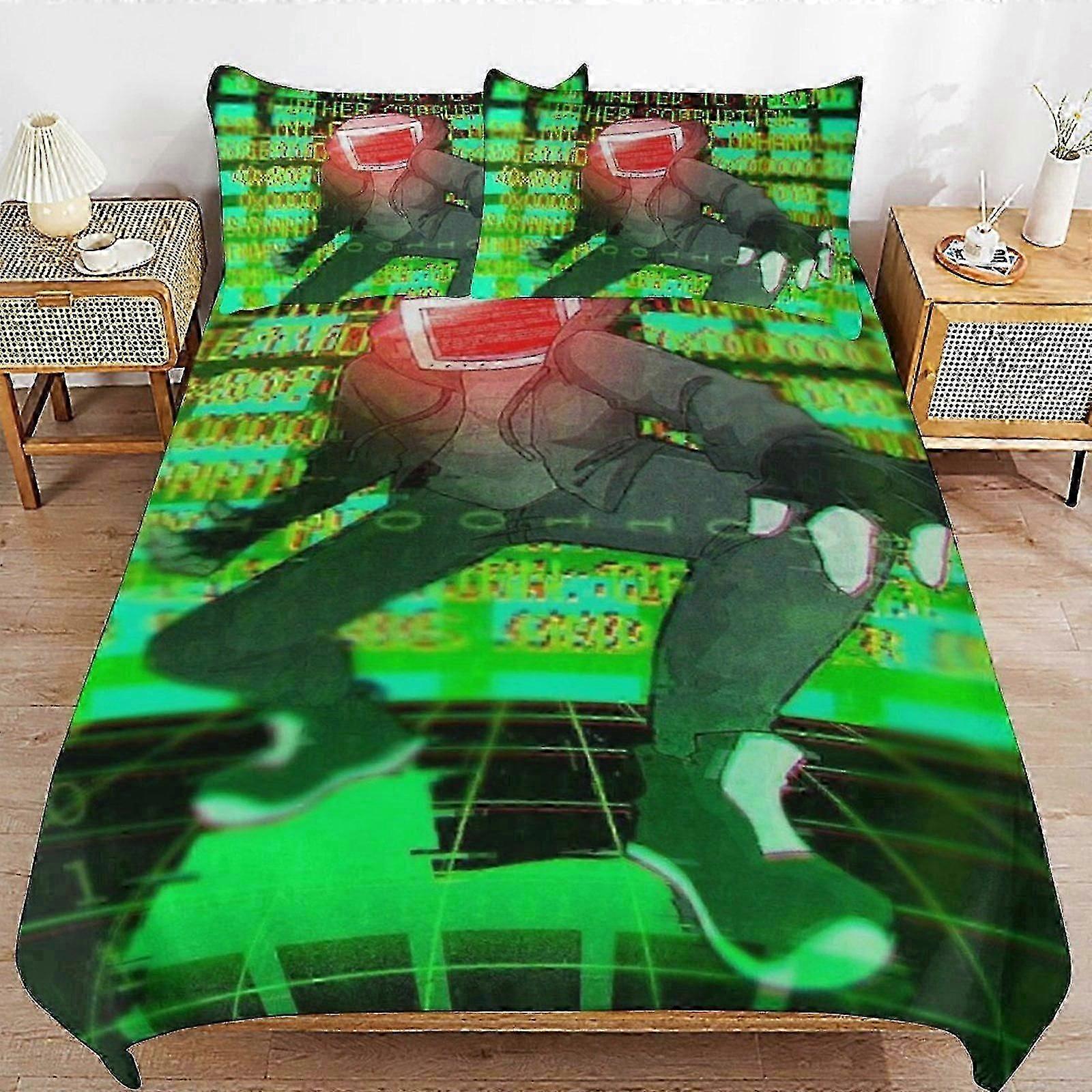 o361 Prześcieradła Skibidi Zestaw pościeli toaletowej Poszwa na kołdrę Wygodna i lekka pościel z kreskówek3-częściowa (1 poszewka na kołdrę i 2 poszewki na poduszki) Łóżko Ona