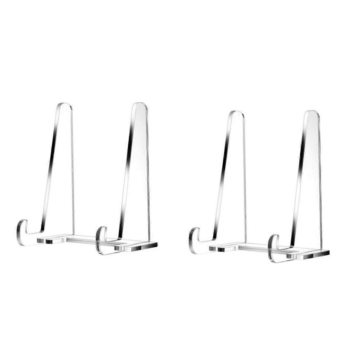 Plate Stands for Display, Clear Acrylic Square Holder Stand Tabletop Picture Frame Stand Easel for Book, Photo 2 Pack