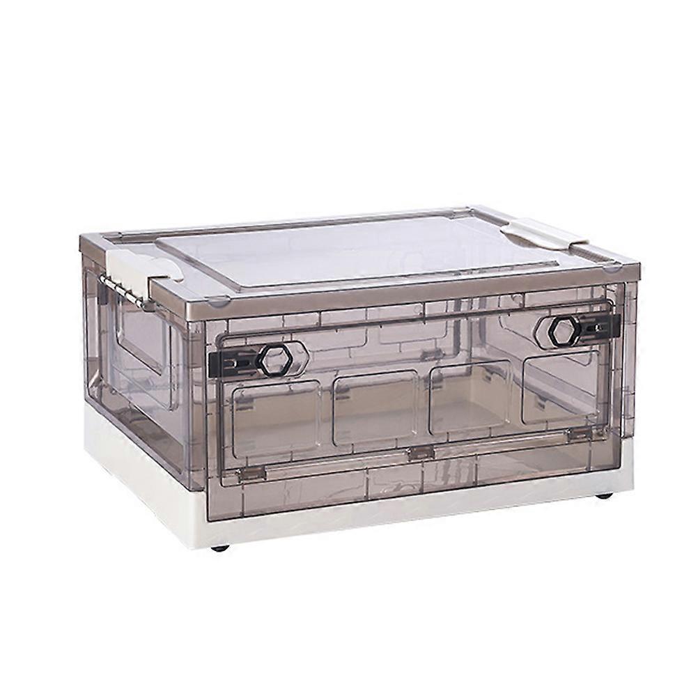 Collapsible Book Box Folding Basket Wheeled Rolling Stackable Storage Container Book Organizer