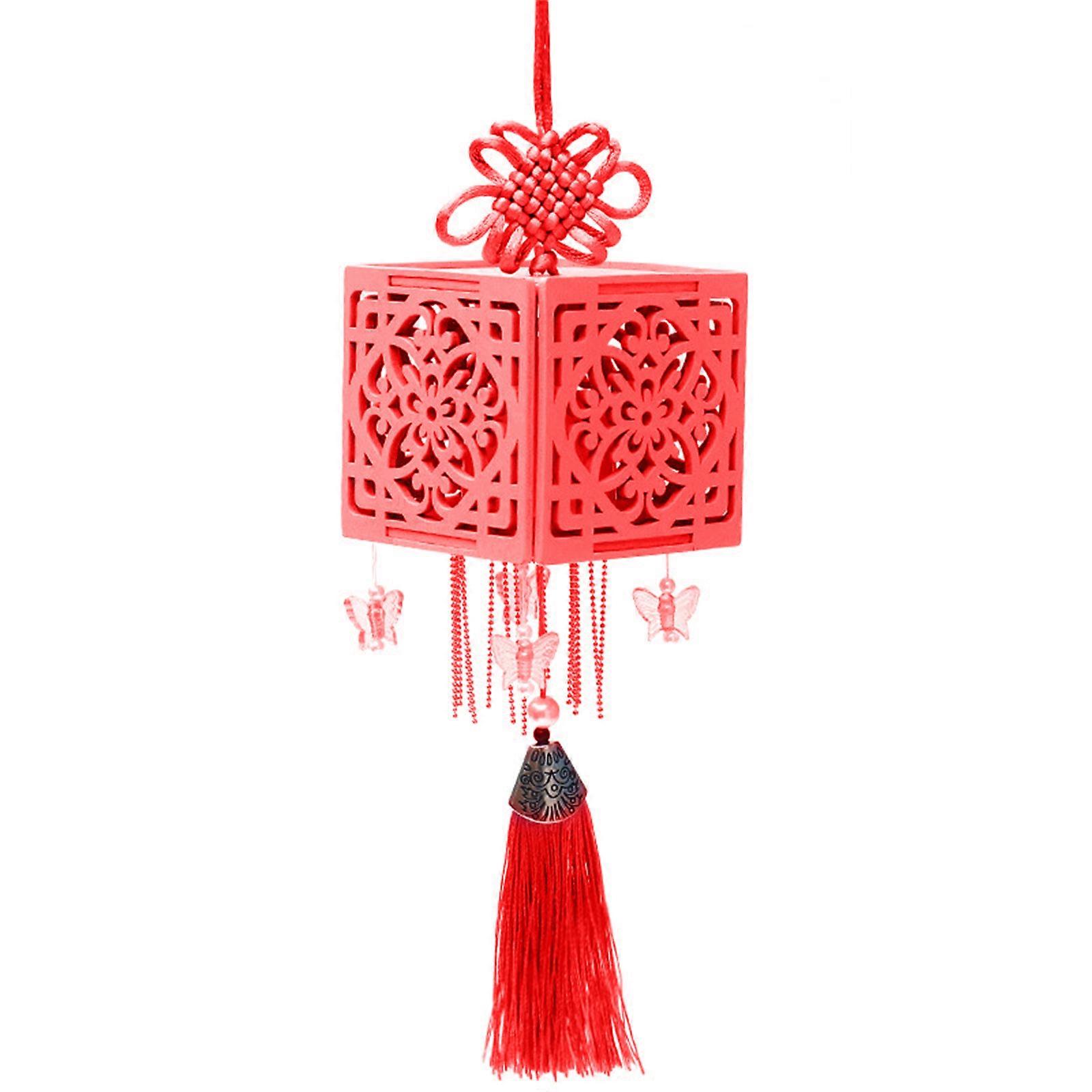 Portable Multifunction Chinese Style Ancient Window Light Box with Lighting Device for Festival Decoration Gift Red