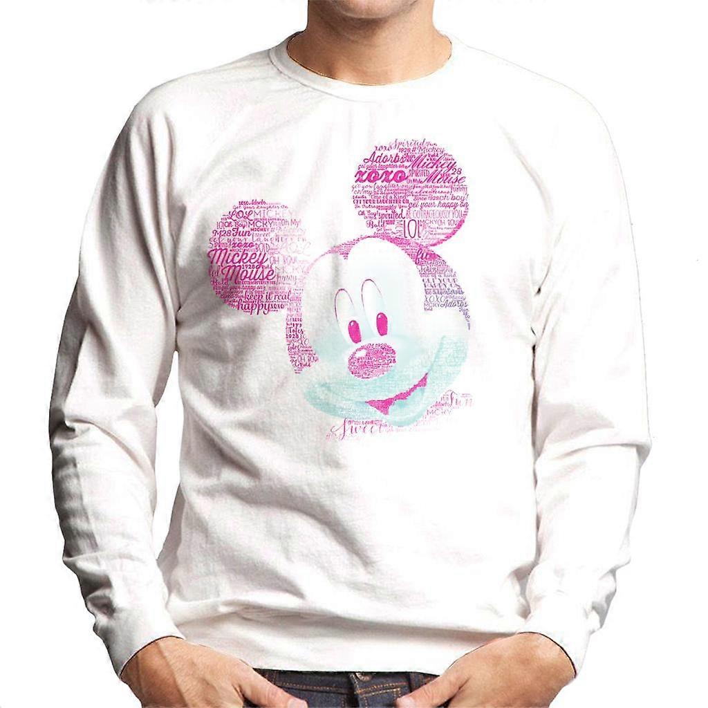 Disney Mickey Mouse Pink Text Head Men's Sweatshirt