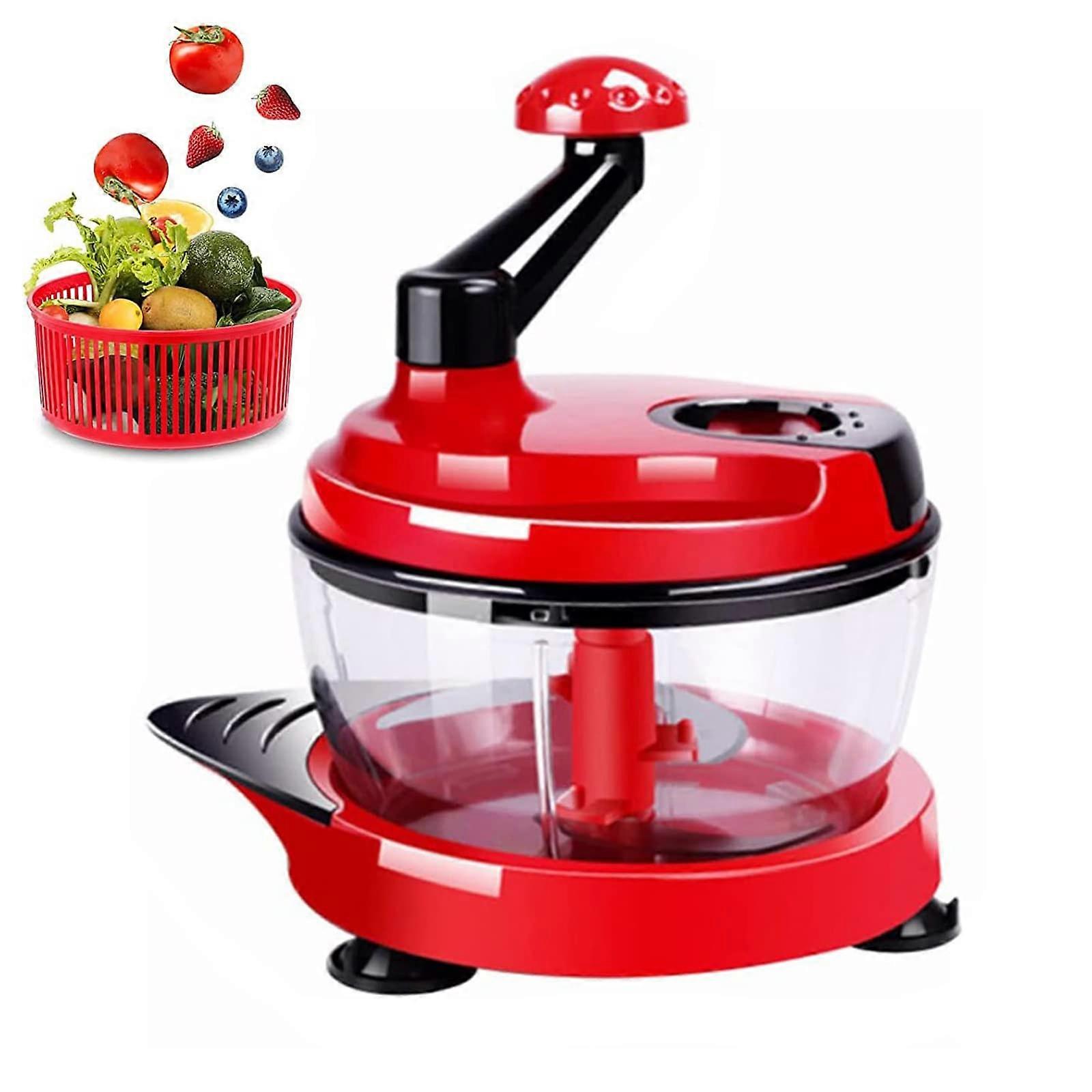 Manual Food Processor Multi-Functional Hand-powered for Vegetables Meat Fruits Nuts Herbs Onions 8 Cup
