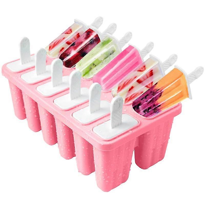 DIY Silicone Popsicle Molds, BPA-Free Ice Cream Maker, Reusable 12-Cavity Pink Molds for Easy Food Preparation