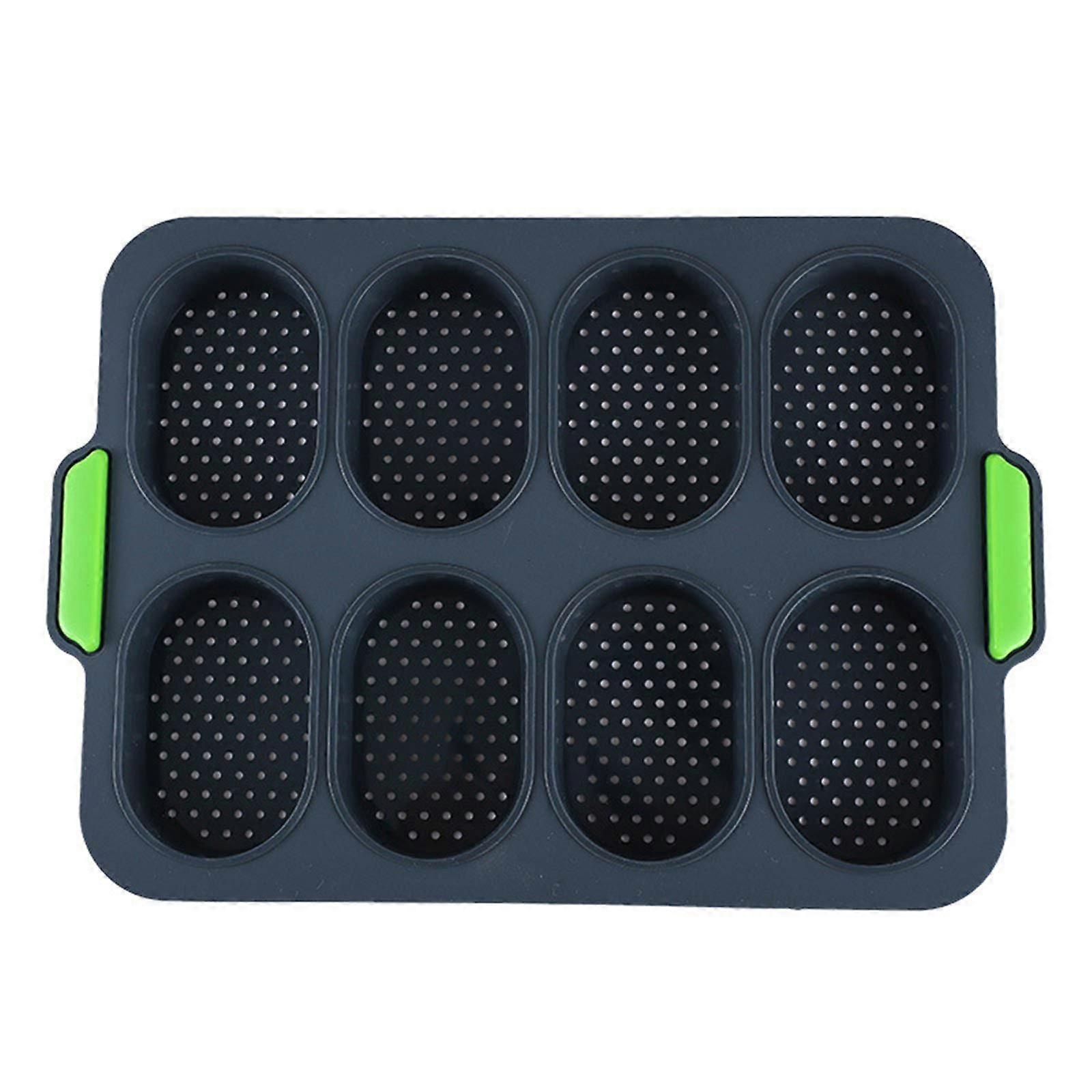French Bread Tray for Baking, Non-Stick Baguette Mold Grey, 3-Cavity Mini Cake Pan for Crispy Breadsticks and Rolls