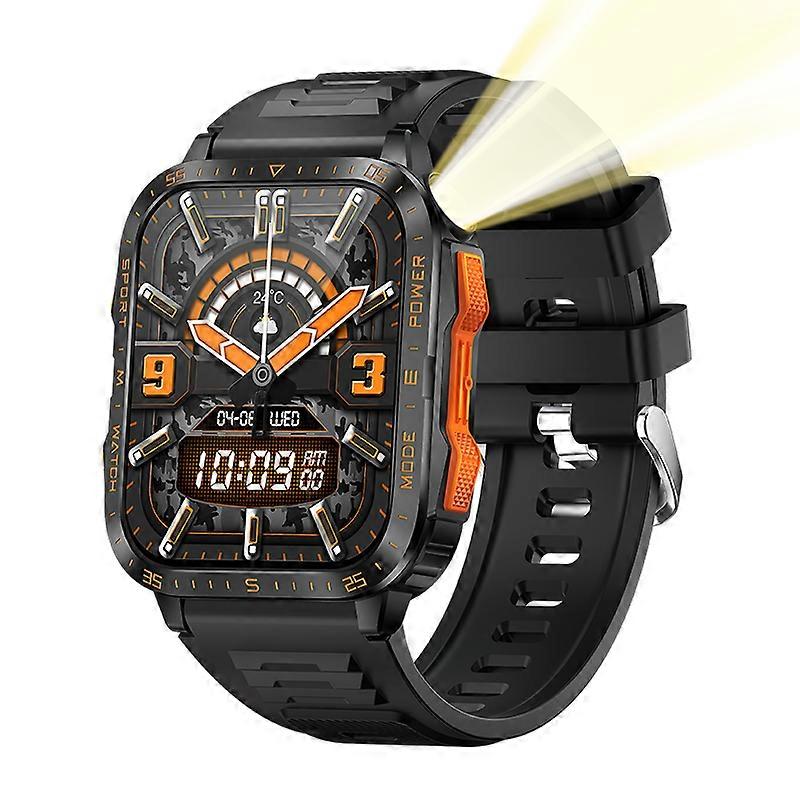 ساعة ذكية KT79 ، مصباح يدوي عالي السطوع ، اتصال بلوتوث ، متتبع اللياقة البدنية ، ساعة رياضية مقاومة للماء (برتقالي)