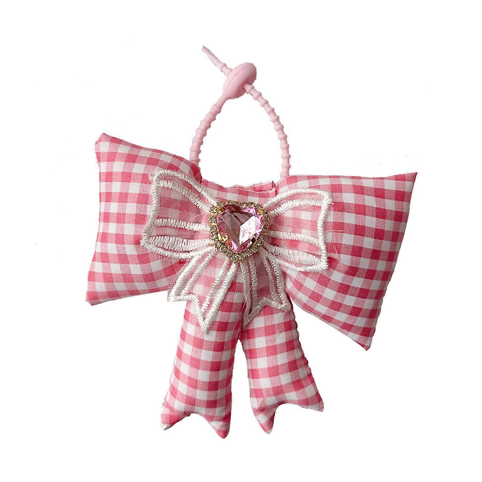 أنيق شبكة Bowknot قلادة سلسلة المفاتيح لطيف Keyring المألوف الهاتف سحر التبعي للحقائب وحقائب الظهر الوردي