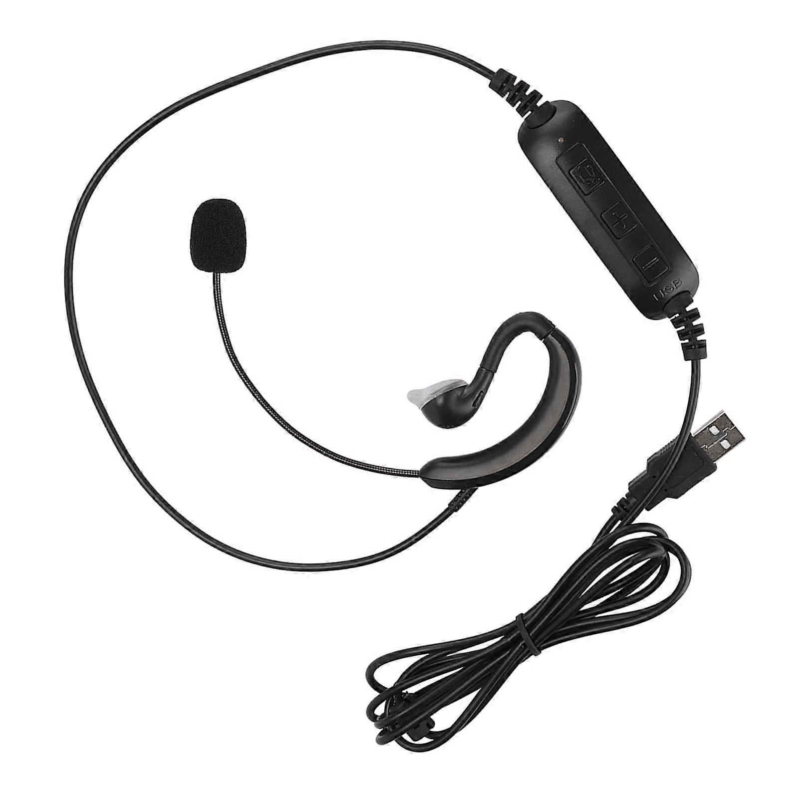 Ear Hook Headset USB Stereo Headset With Volume Control For Skype QQ MSN Computer Notebook HiFi Sound
