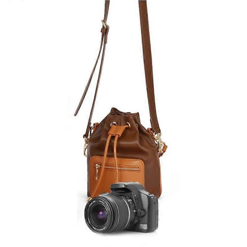 Cwatcun D82 Bundle Drawstring Lens Bag PU Crossbody Camera Bag