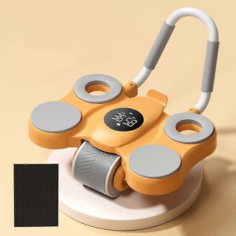 Support à 4 coudes Roue abdominale creuse Rebond automatique Ab Roller Appareil de fitness avec chronométrage
