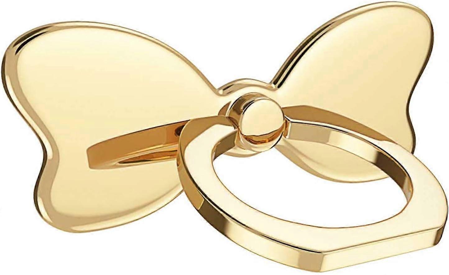 Metal Cell Phone Ring Holder, Back Stability Bracket, Foldable Grip, Car Mount Button (Gold)