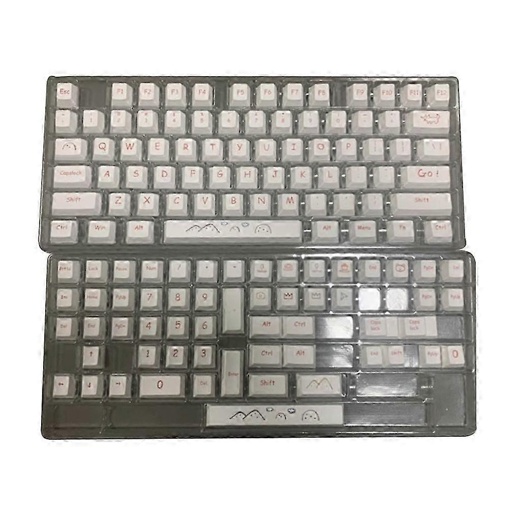 131 Keys Minimalist White Keycaps Thick PBT DyeSublimation Lightproof CherryProfile KeyCap Set For Mechanical Keyboard