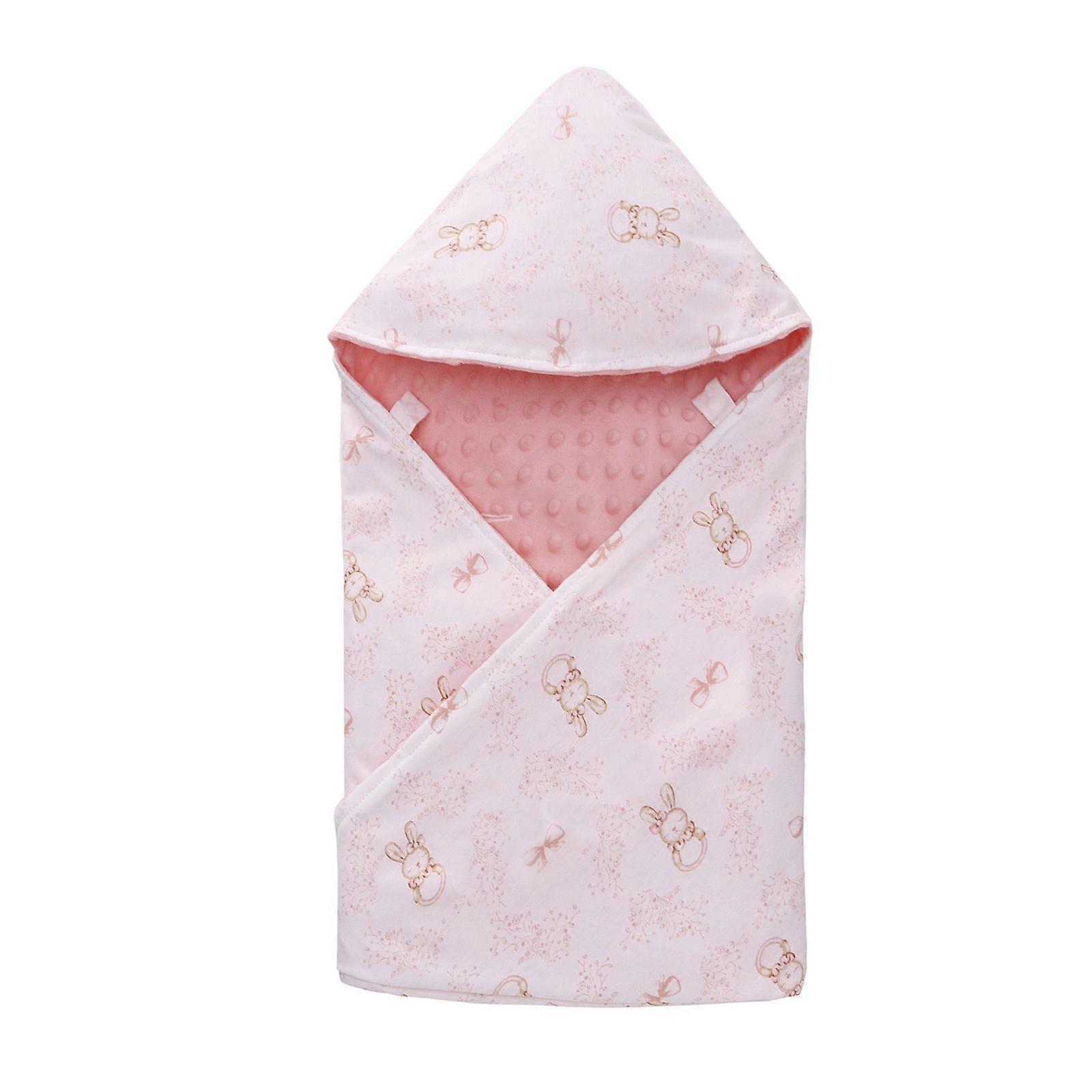 Reversible Infant Hooded Blanket Soft Cotton Fabric Swaddles Wrap for Newborns Offer Full Coverage In Various Setting