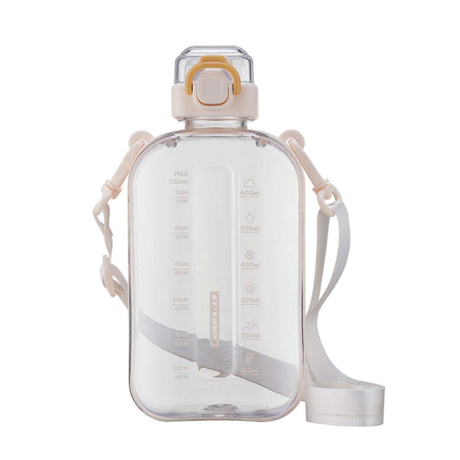 750ml Large Capacity Drinking Bottle with Strap Durable Plastic Material Simple Water Cup Perfect for Teens and Kids White